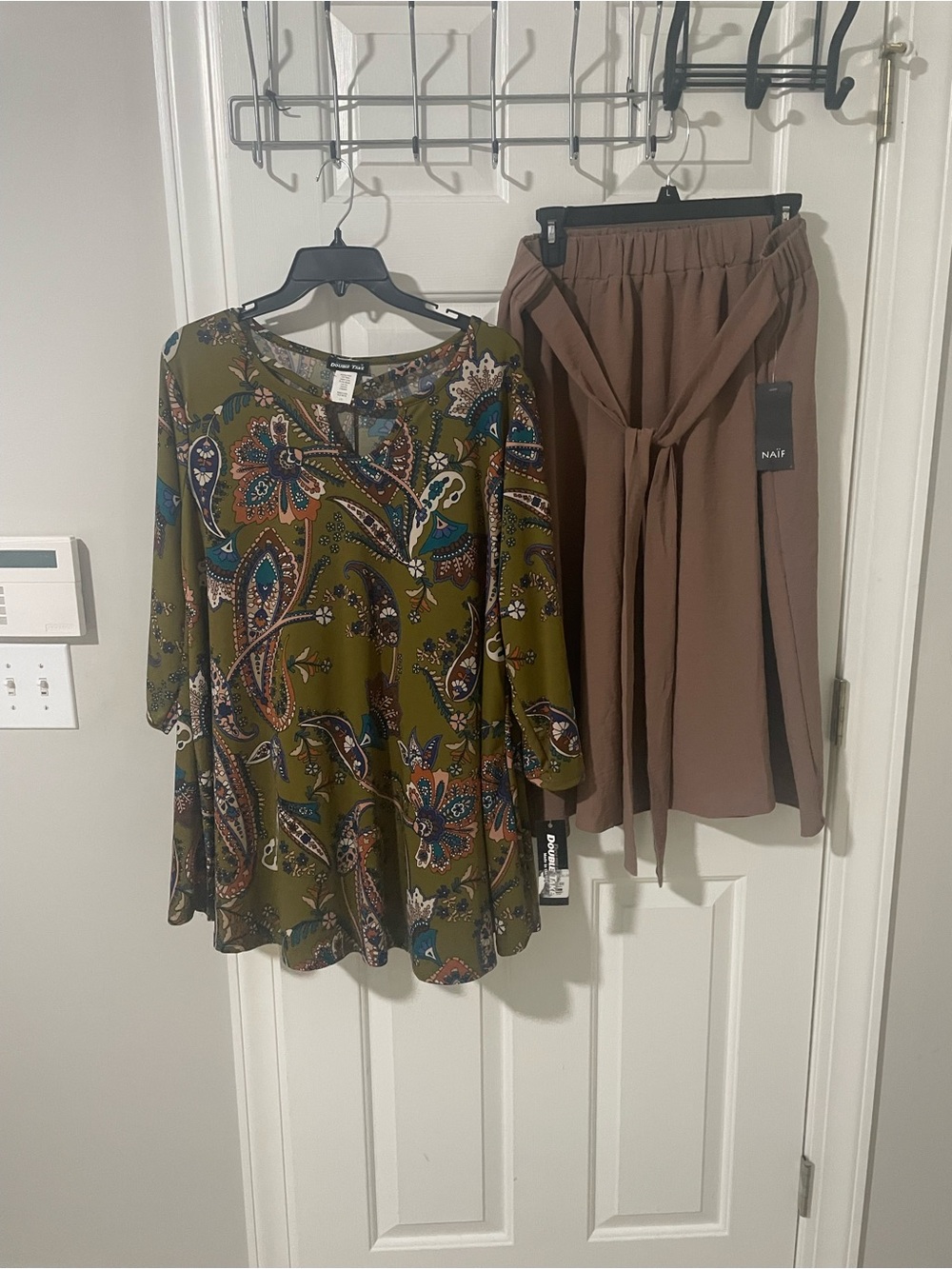 Taupe Paperbag Waist naïf skirt 2x top new double take